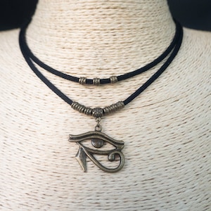 Eye of Horus Necklace  Double Choker  Ra Eye Necklace  Layered Necklace  Protection Necklace  Vegan Choker  Pendant Necklace  Woman Jewelry