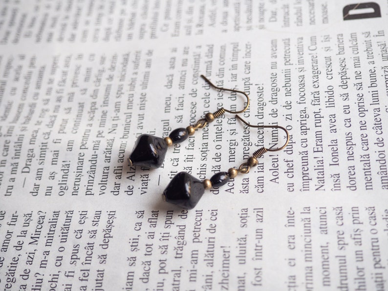 Boho Earrings Black Earrings Bead Earrings Dangle Earrings Drop Earrings Gift for women Gift for her