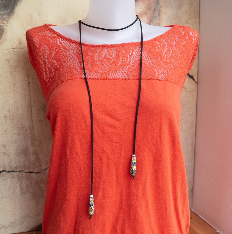 Long Cord Necklace Tie Choker Choker Faux Suede Suede Wrap Necklace Long Tie Necklace Boho Choker Black Suede Necklace