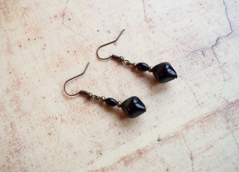 Boho Earrings Black Earrings Bead Earrings Dangle Earrings Drop Earrings Gift for women Gift for her