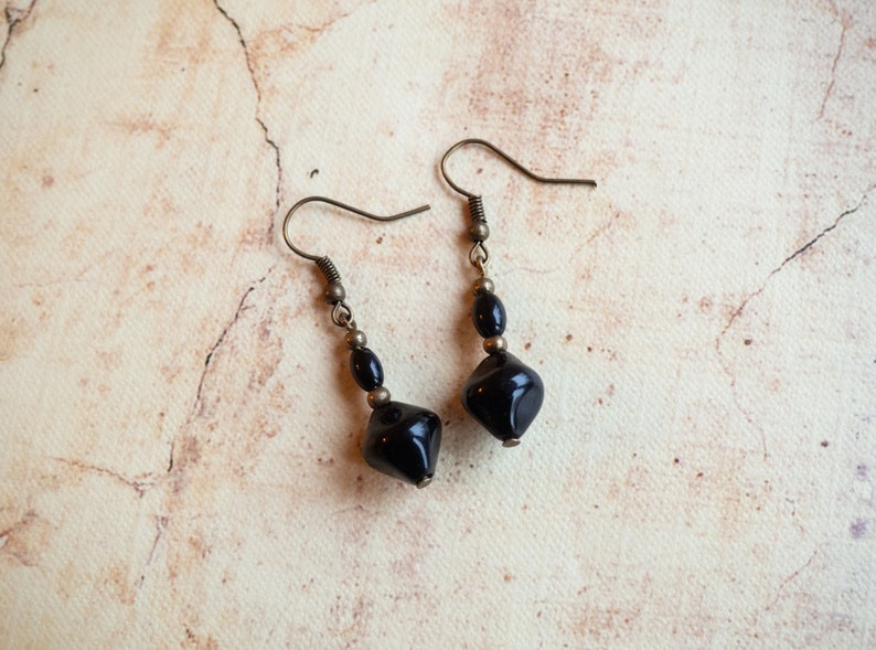 Boho Earrings Black Earrings Bead Earrings Dangle Earrings Drop Earrings Gift for women Gift for her