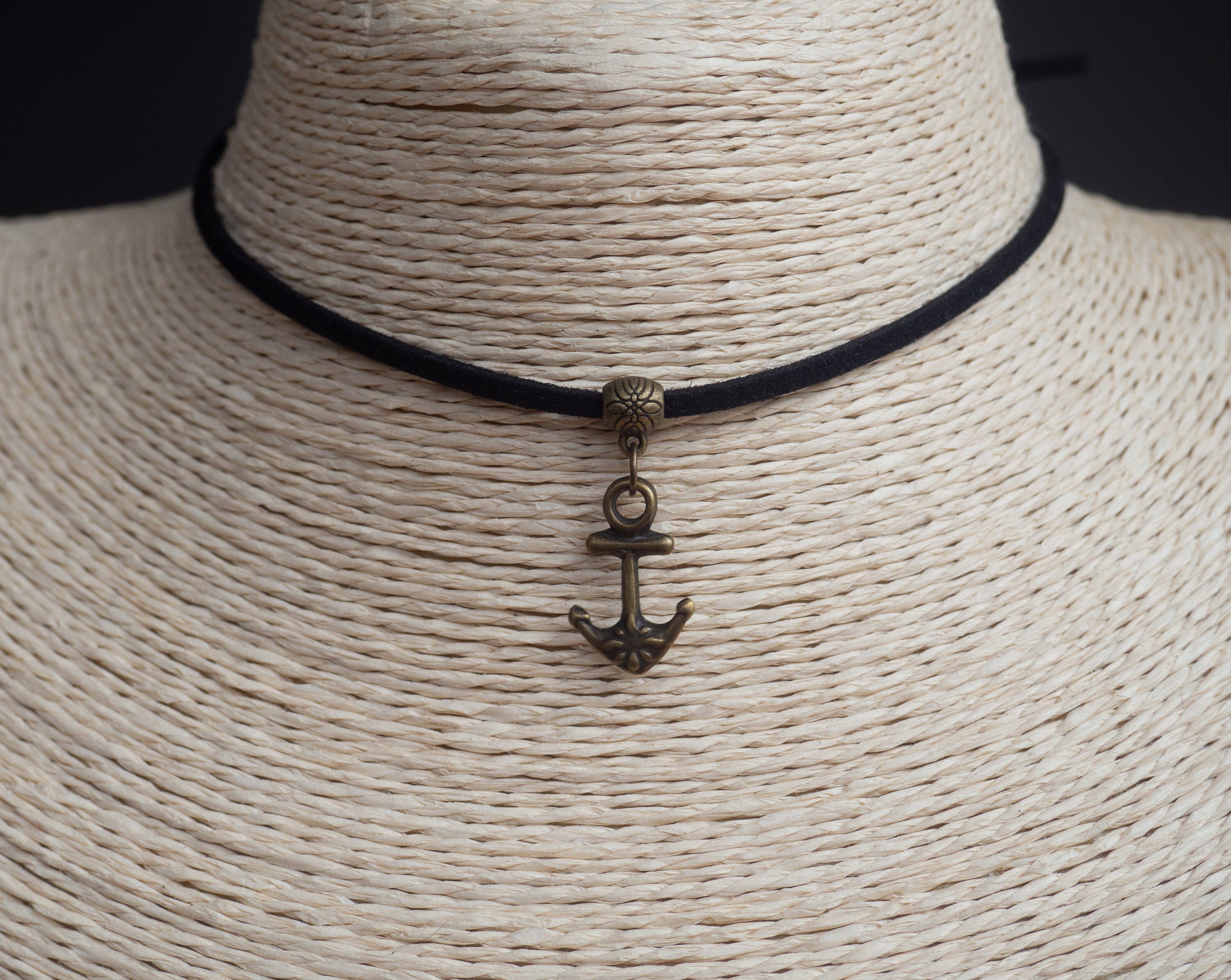 Anchor Choker Cord Choker Sailor Necklace Nautical Charm Etsy UK