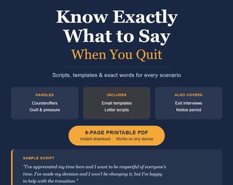 Resignation Letter Template + Scripts | How to Quit Without Burning Bridges | Resignation Email Examples PDF