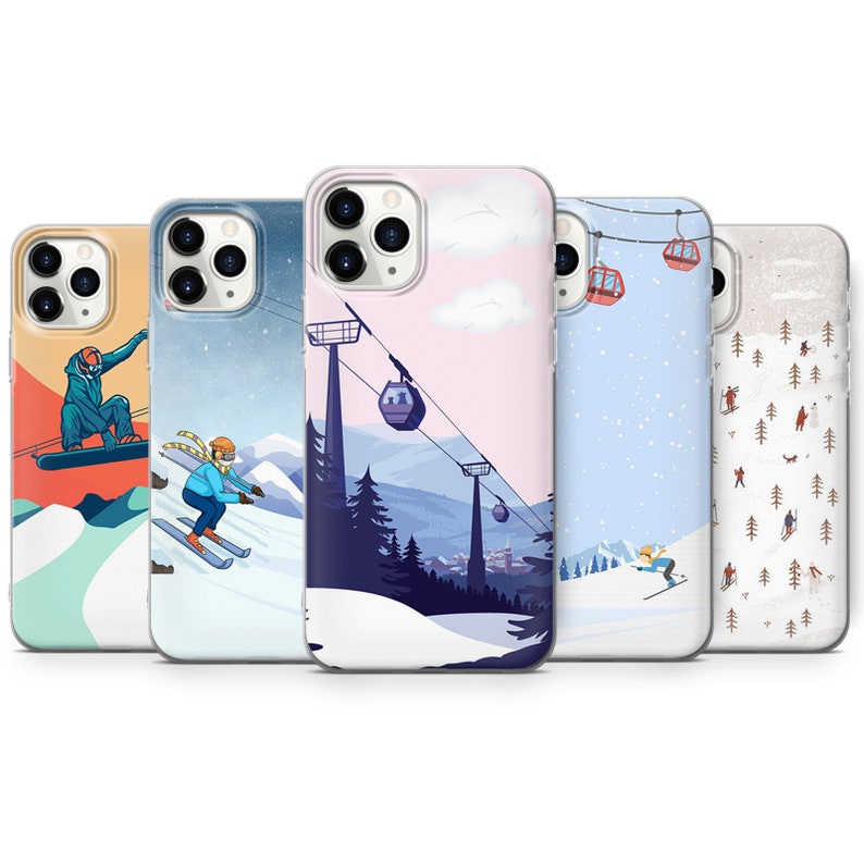 Winter Phone Case Skiing Cover for iPhone 14, 13, 12 Pro, 11, Xs, 8, 7,  Samsung S10, S22, S20, A33, Huawei P30, P20, Pixel 6 Pro, 6A E45 