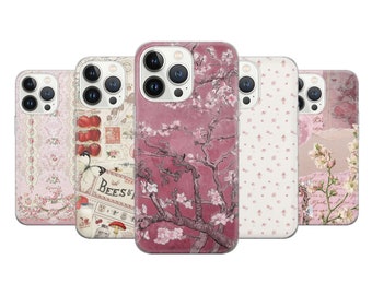 Pink Coquette Aesthetic Phone Case Floral Cover for iPhone 15, 14, 13, Xs, 11 Pro, 12, Xr, Samsung S23, S10, S22, S20, Huawei P30, Pixel 8