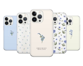 Forget Me Not Floral Aesthetic Phone Case Cover pour iPhone 15, 14, 13, Xs, 11 Pro, 12, Samsung S23, S10, S22, S20, Huawei P30, Pixel 8, 7, 6