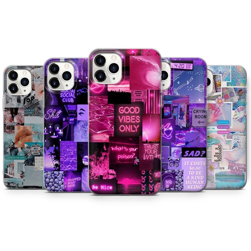 Aesthetic Collage Phone Case Purple Cover For Iphone 13 12 Etsy