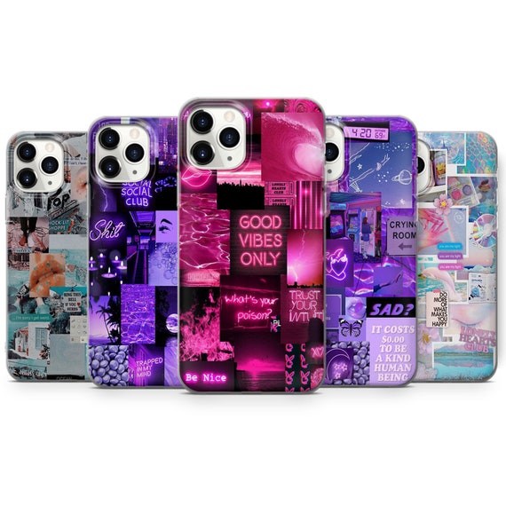 Aesthetic Collage Phone Case Purple Cover For Iphone 13 12 Etsy Norway