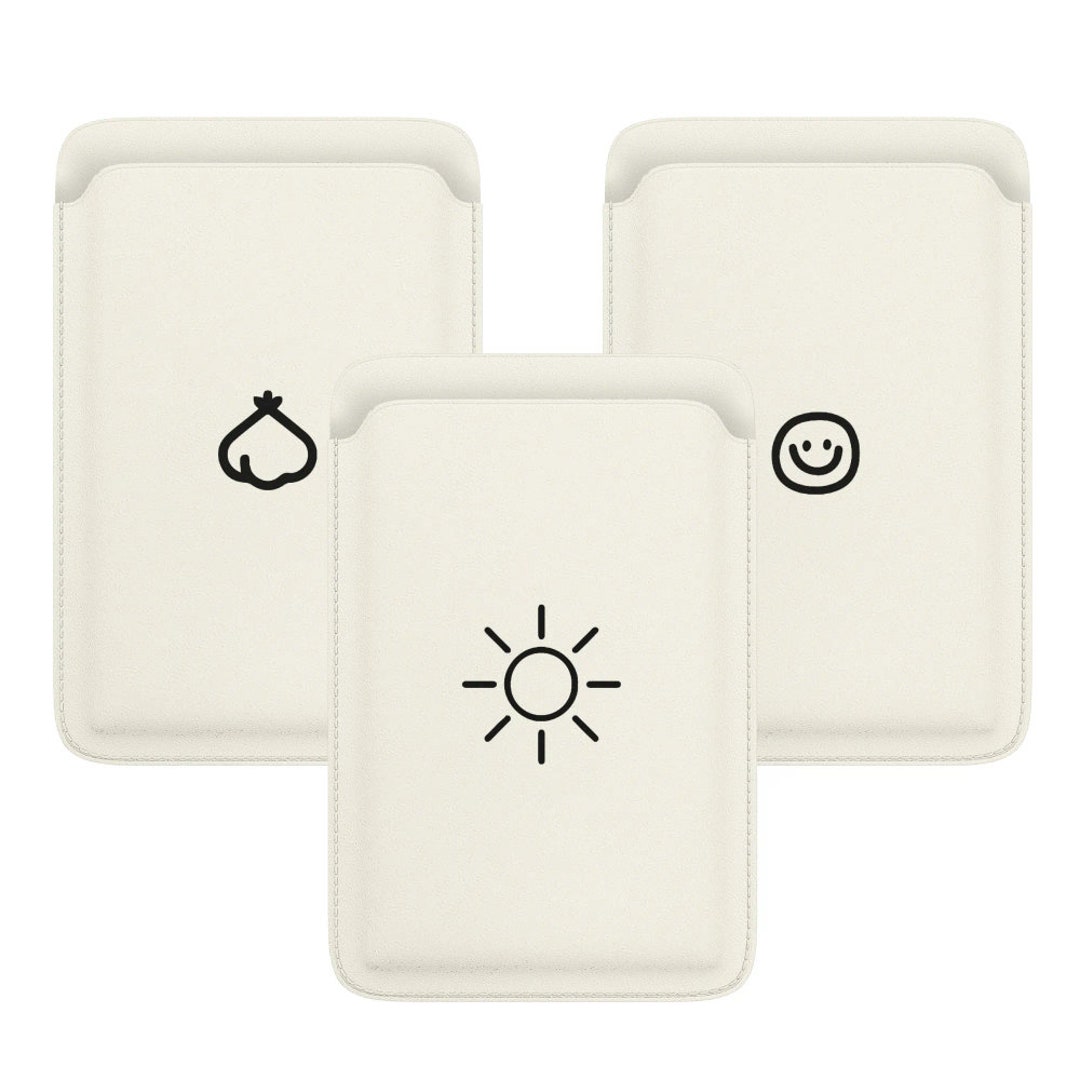 Minimalist Smiley Wallet for Magsafe, Magnetic Leather Simple Line Art ...
