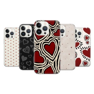 vintage Hearts Retro Phone Case Aesthetic Art Cover pour iPhone 15, 14, 13, Xs, 11 Pro, 12 Samsung S23, S10, S22, A33, Huawei P30, Pixel 8 image 1