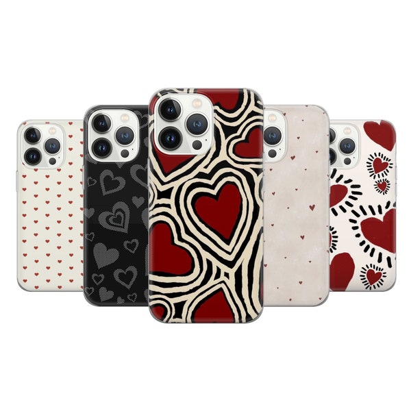 Vintage Hearts Retro Phone Case Aesthetic Art Cover for iPhone 15, 14, 13, Xs, 11 Pro, 12 Samsung S23, S10, S22, A33, Huawei P30, Pixel 8
