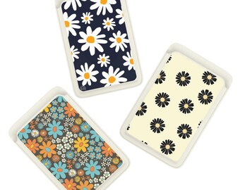 Portefeuille marguerite d'été pour Magsafe, porte-cartes à fleurs en cuir magnétique à coller pour iPhone 14 13 12 Pro Max Mini