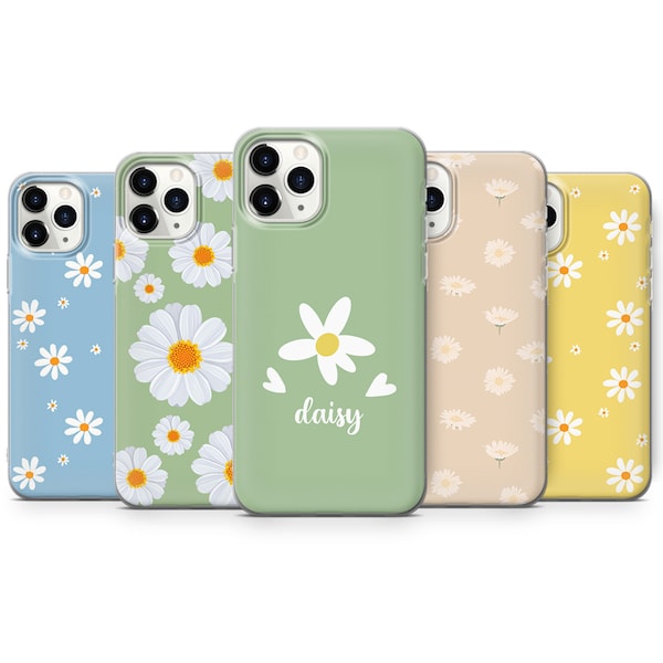 Cute Daisy Phone Case Floral Cover for iPhone 15, 14, 13, Xs, 11 Pro, 12, Xr, Samsung S23, S10, S22, S20, A33, Huawei P30, Pixel 7, 8, 6