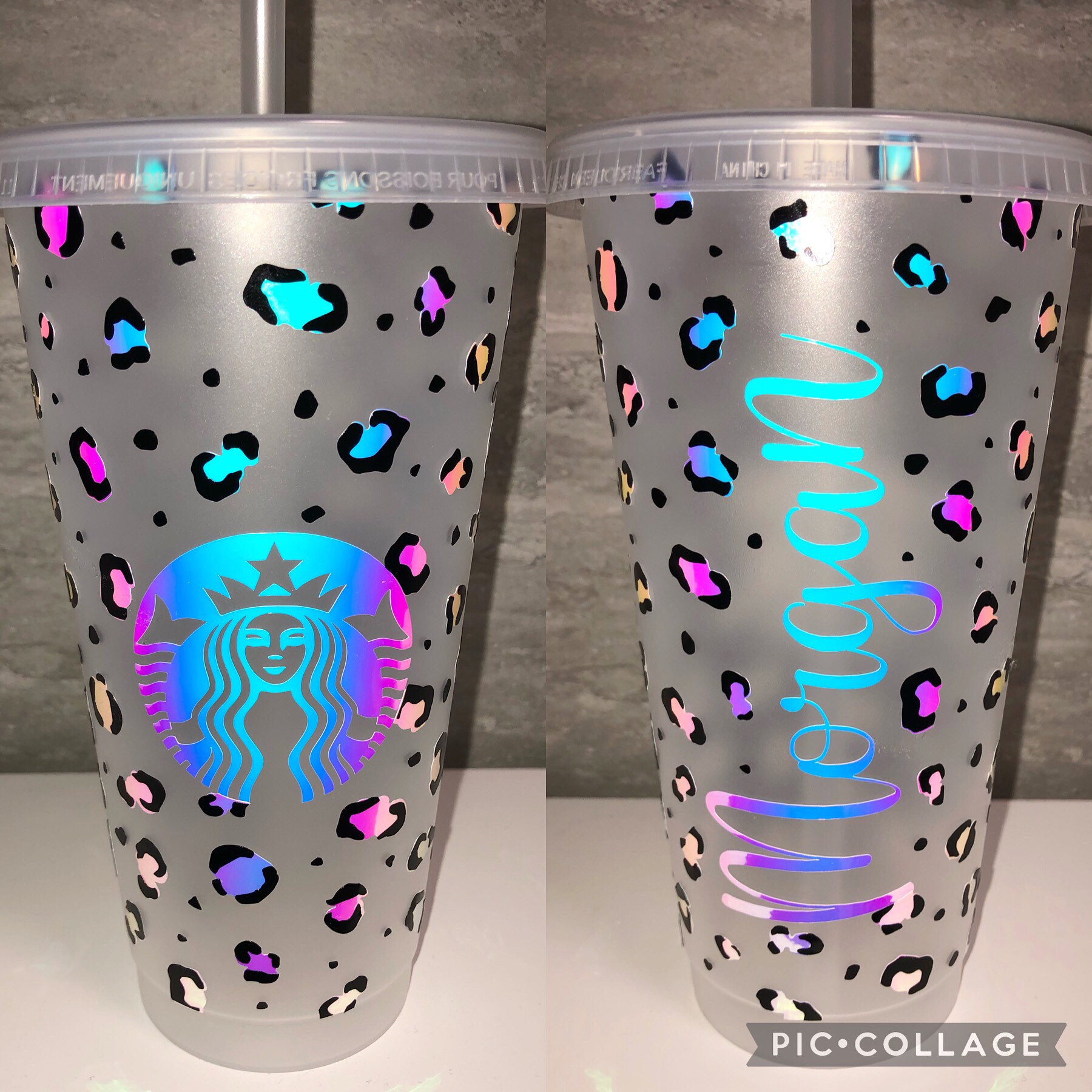 starbucks cups uk leopard print vinyl decal tumbler with etsy