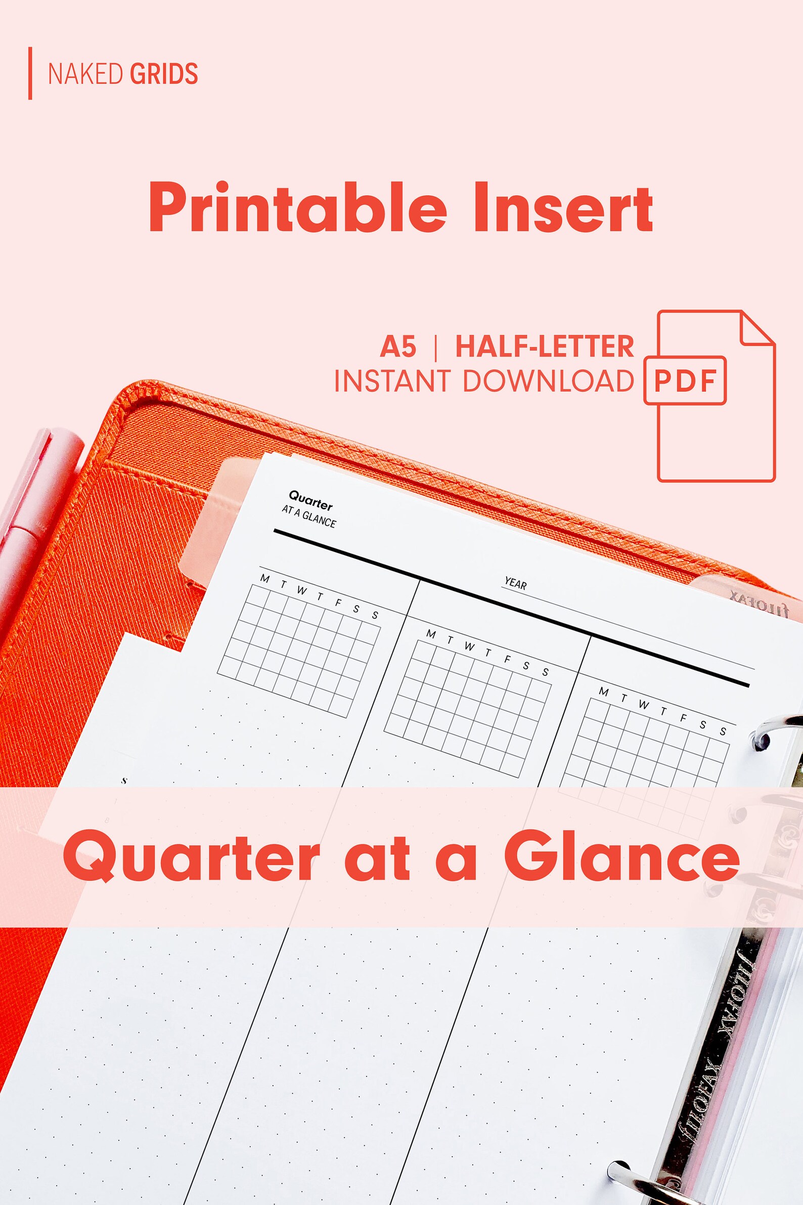 Quarter at a Glance Printable Insert A5 and Half-Letter | Etsy
