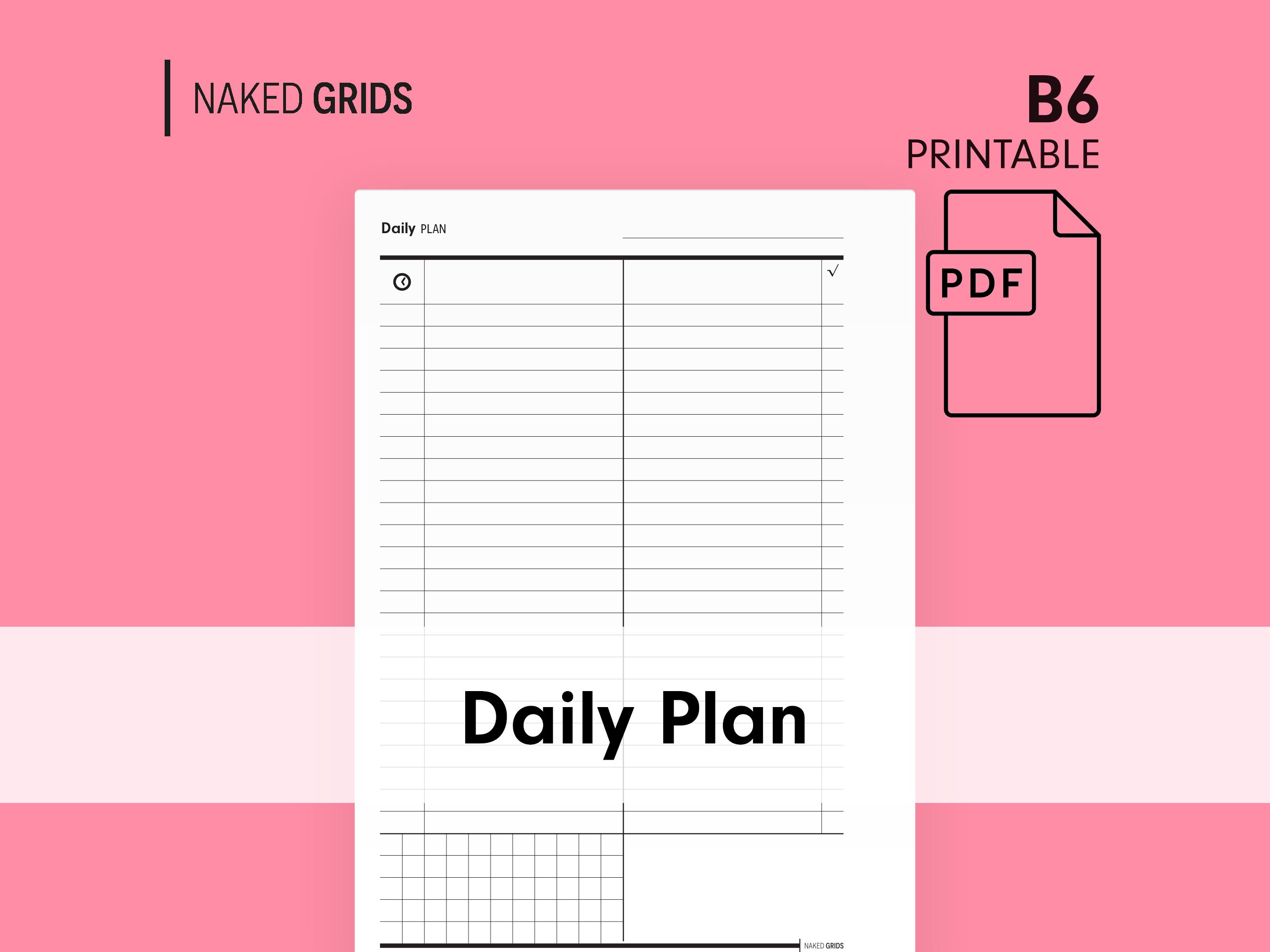 Daily Plan Printable Insert in B6 Size Minimal &amp; Functional | Etsy