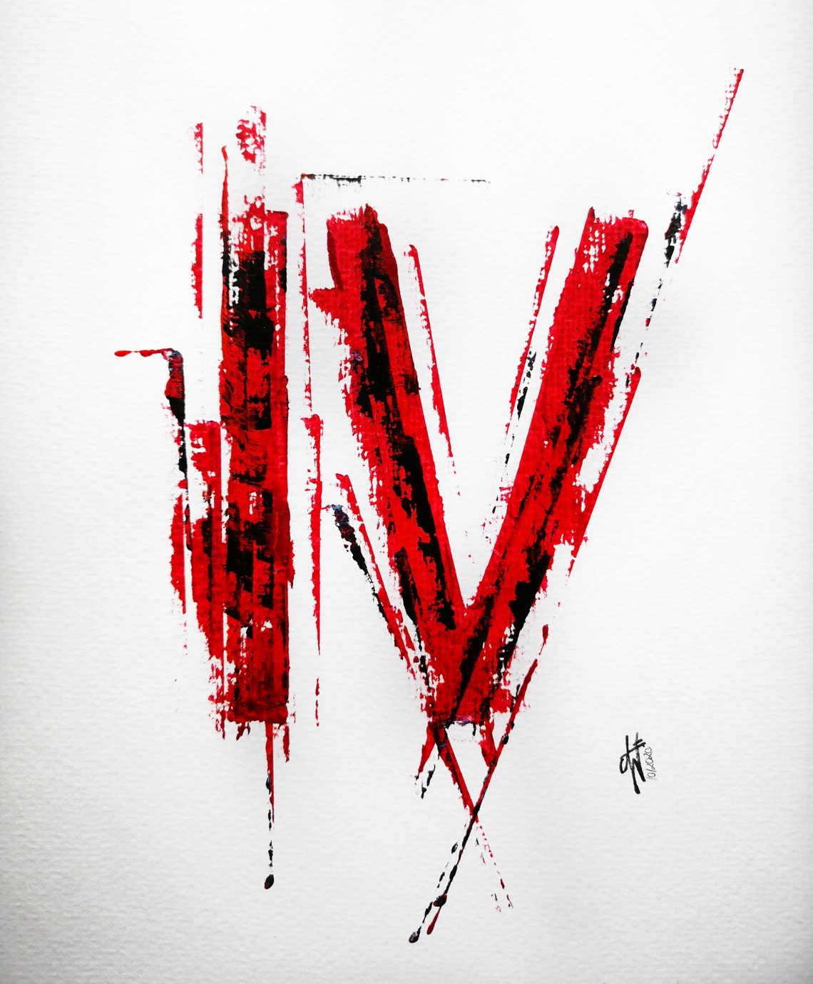 Roman IV Roman Numerals Abstract Art Original Artwork Etsy