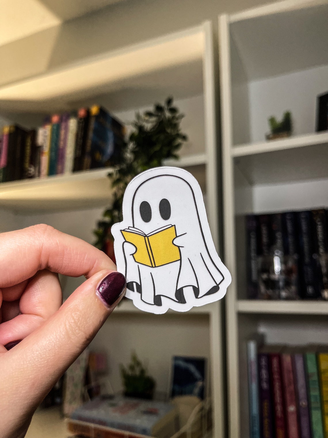 Reading Ghost Sticker, Spooky Book Lover, Matte Vinyl - Etsy