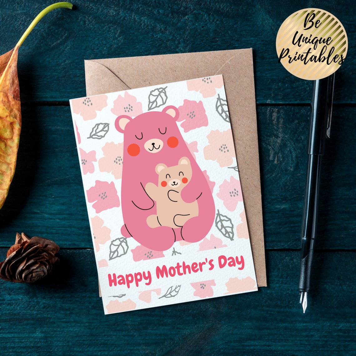 Printable mothers day card Animal mothers day card Mothers | Etsy