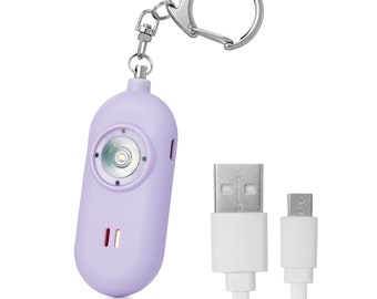 Safety Protection Keychain. Personal Alarm. Rechargeable Siren Alarm. Lavender. See Video!