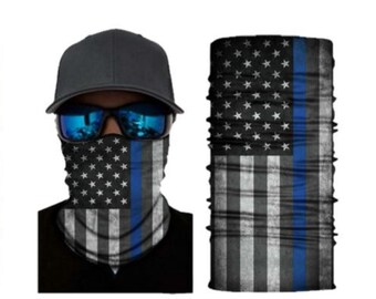 Neck Gaiter with Blue Thin Line USA Design