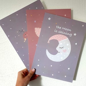 Kindsblick® 3er Set Poster für Kinderzimmer | DIN A4 Kinderposter für Jungen & Mädchen | Dream Rosa | Wandtattoo | Babyparty | Wandbild