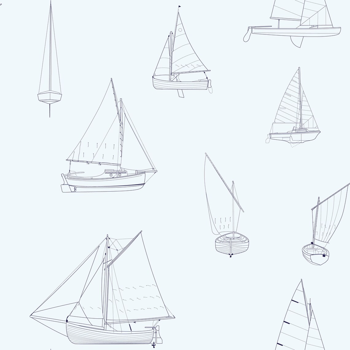 Sailboat coastal nautical wallpaper printed with nontoxic Etsy