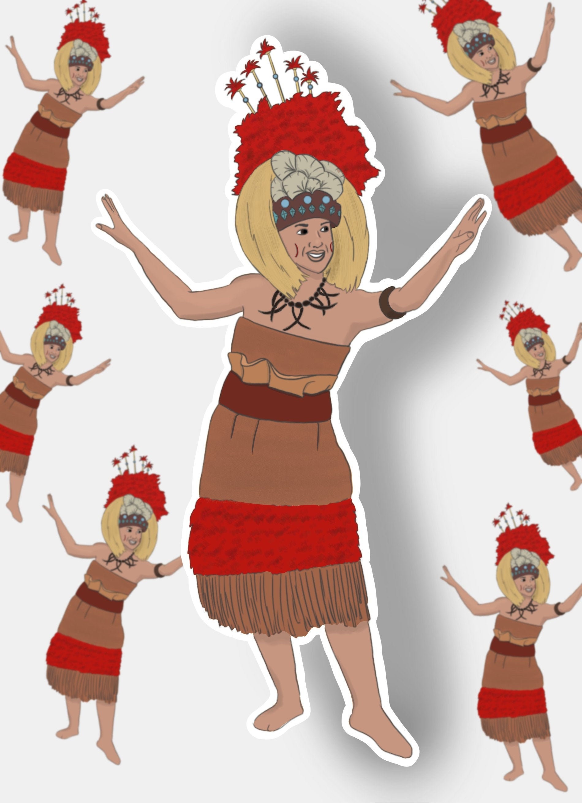 Polynesian Art Samoan Taupou Glossy Vinyl Sticker Samoan Etsy