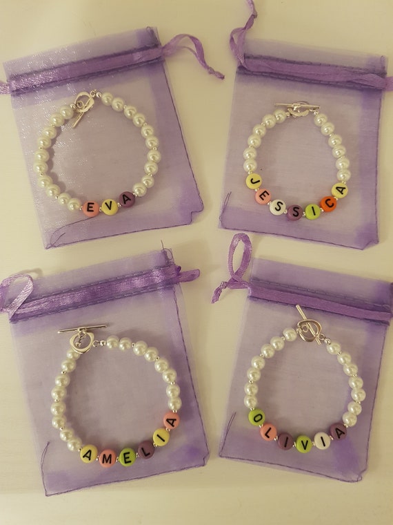 Personalisierte Kinder Sterling Silber und knstliche Perle personalisierte  Perlen Namen Armband - Etsy.de