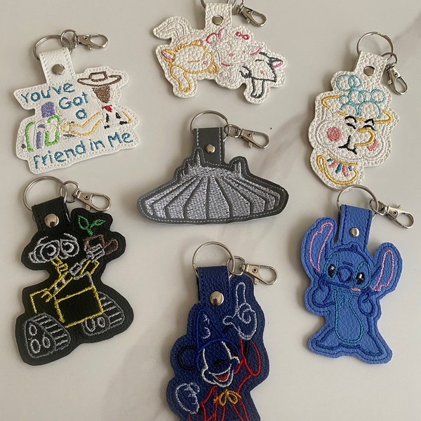 Disney Inspired Embroidered Keychains