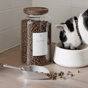 2.0L Pet Food Storage, Glass Pet Food Container, Dog Food Storage, Pet Treat Container, Cat Treat Kibble Food,  Customisable Pet Name Jars