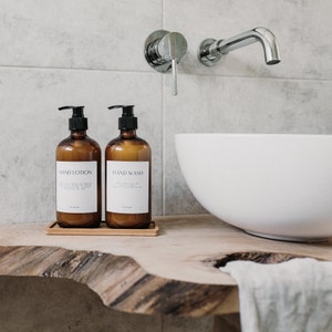 Amber Glass Bottle - Refillable Bottle With Pump Dispenser | Shampoo, Hand Soap, Hand Cream, Body Wash | Reusable