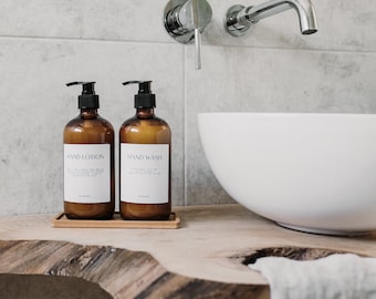 Amber Glass Bottle - Refillable Bottle With Pump Dispenser | Shampoo, Hand Soap, Hand Cream, Body Wash | Reusable