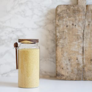 1.2L Kitchen Glass Jar with Acacia Lid and Spoon, Pantry Storage Jar, Pantry Storage, Home Decor, Pantry Organization, Housewarming Present