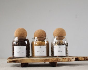 Cork Ball Glass Jars 500ml: Custom Pantry Labels, Tea Coffee Sugar