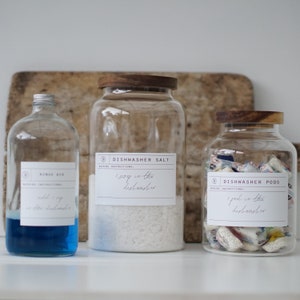 Dishwasher Cleaning Storage Set, Dishwasher Pods, Dishwasher Salt, Rinse Aid Storage, Housewarming Gift, Calgon, Dishwasher Tablets