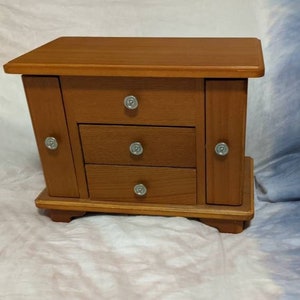 Vintage Wooden Jewelry Box with Jewelry #1