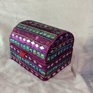 Embellished Indian Trinket Box with Costume Jewelry