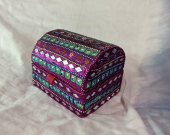 Embellished Indian Trinket Box with Costume Jewelry