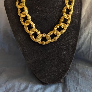Vintage Signed Anne Klein Gold Tone Chain link collar Necklace