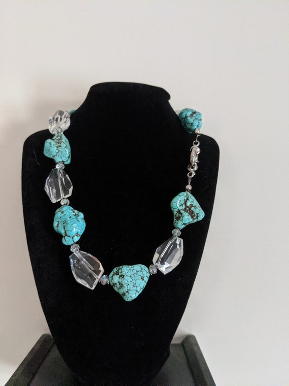 CLEARANCE: Chunky Turquoise Howlite & Faceted Clea