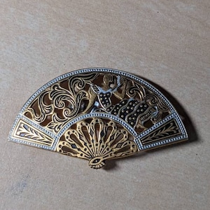 Vintage Damasceense Fan met een Spaanse dame