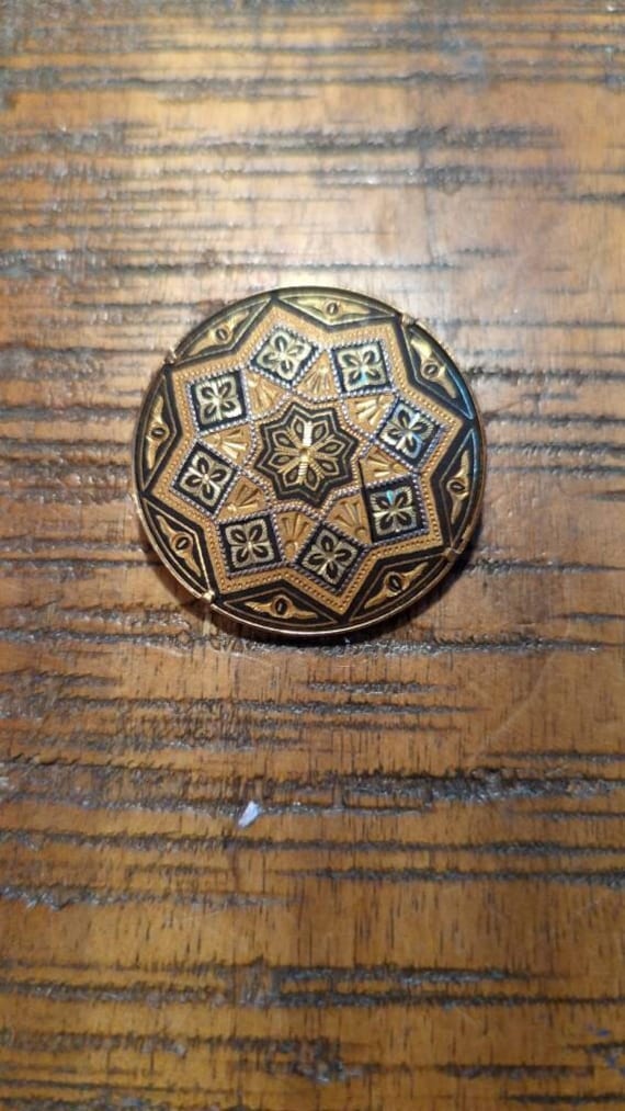 vintage damascene brooch Gem