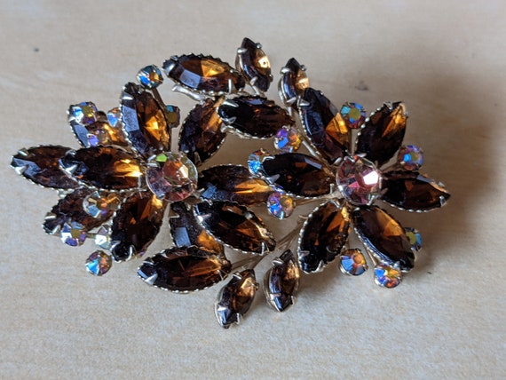 Vintage Juliana style topaz tassel brooch