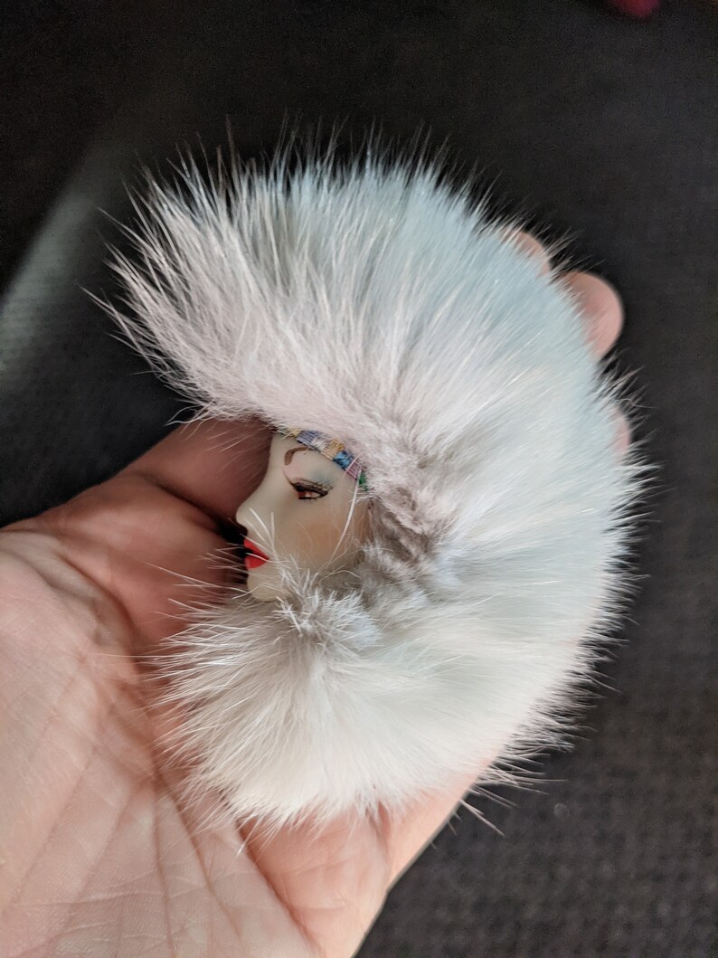 Vintage Fur Hand painted Brooch