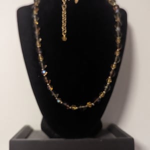 Vintage Signed Joan Rivers Gold Tone Autumn Tone AB Crystal Necklace