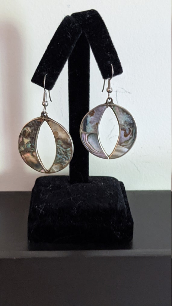 CLEARANCE: Vintage Abalone Drop Round "O" Earrings