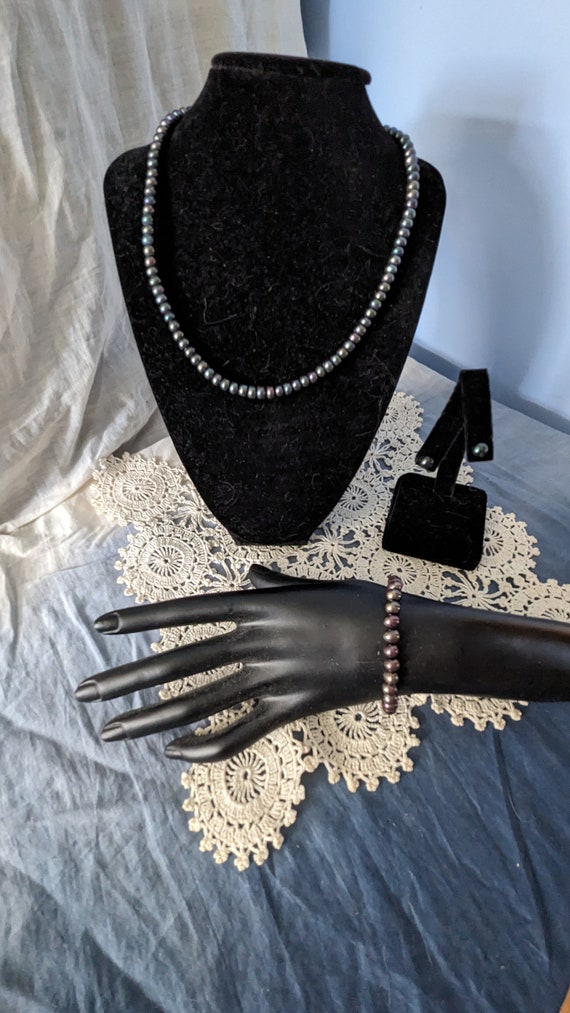 Vintage Honora Black Pearl Parure Set