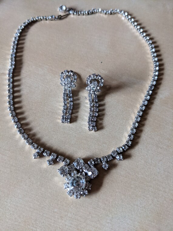 SELRO SELINI Vintage Rare Givre Rhinestone Filigree Demi Parure