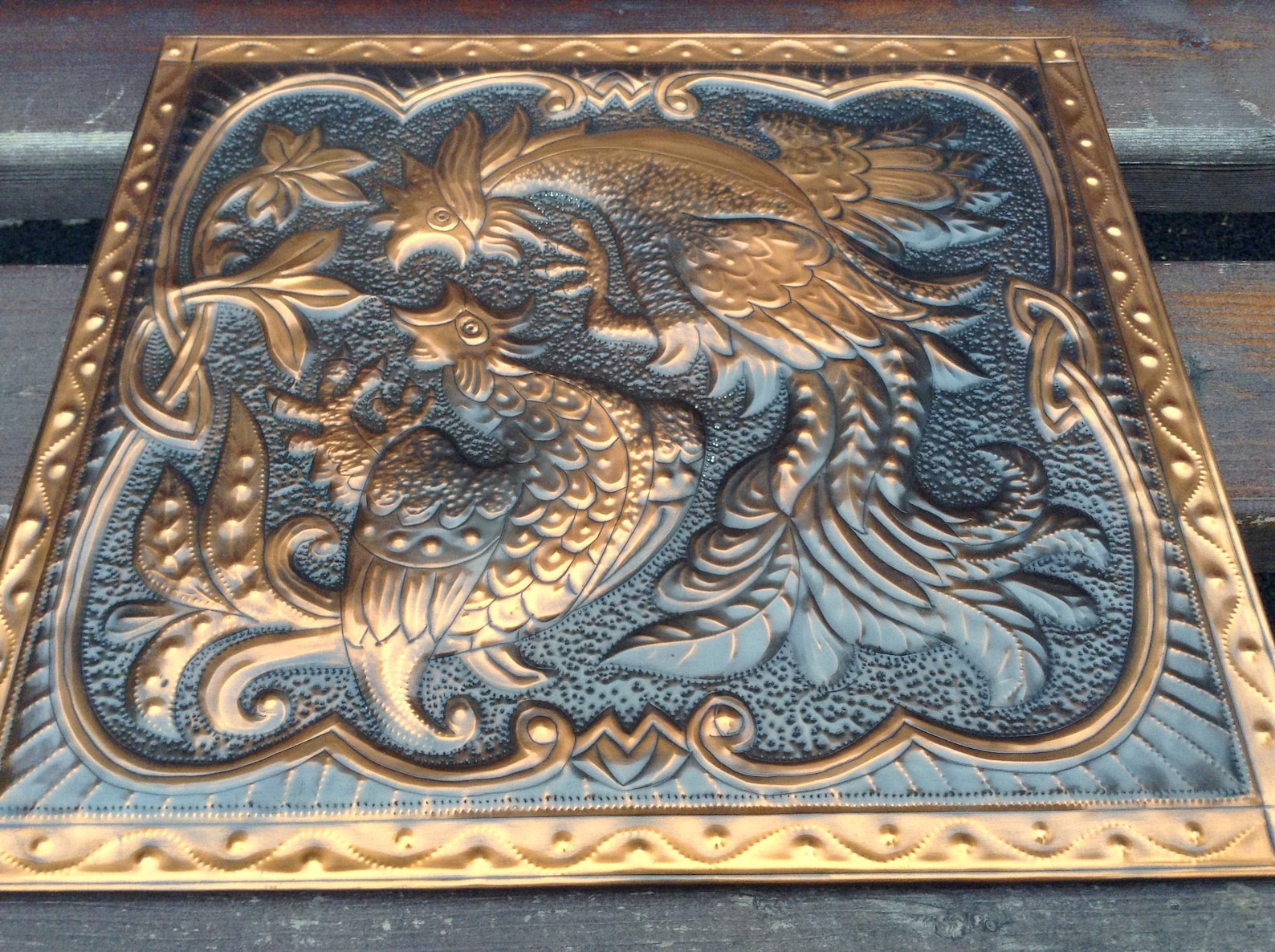 Vintage Copper Wall Hanging Two Fighting Roosters Relief Art | Etsy